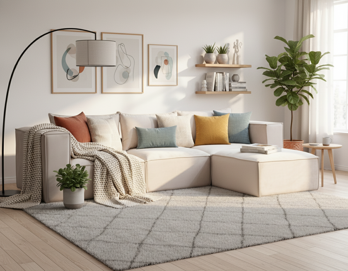 Canapé SM-élégance modulable velours Beige 3+1