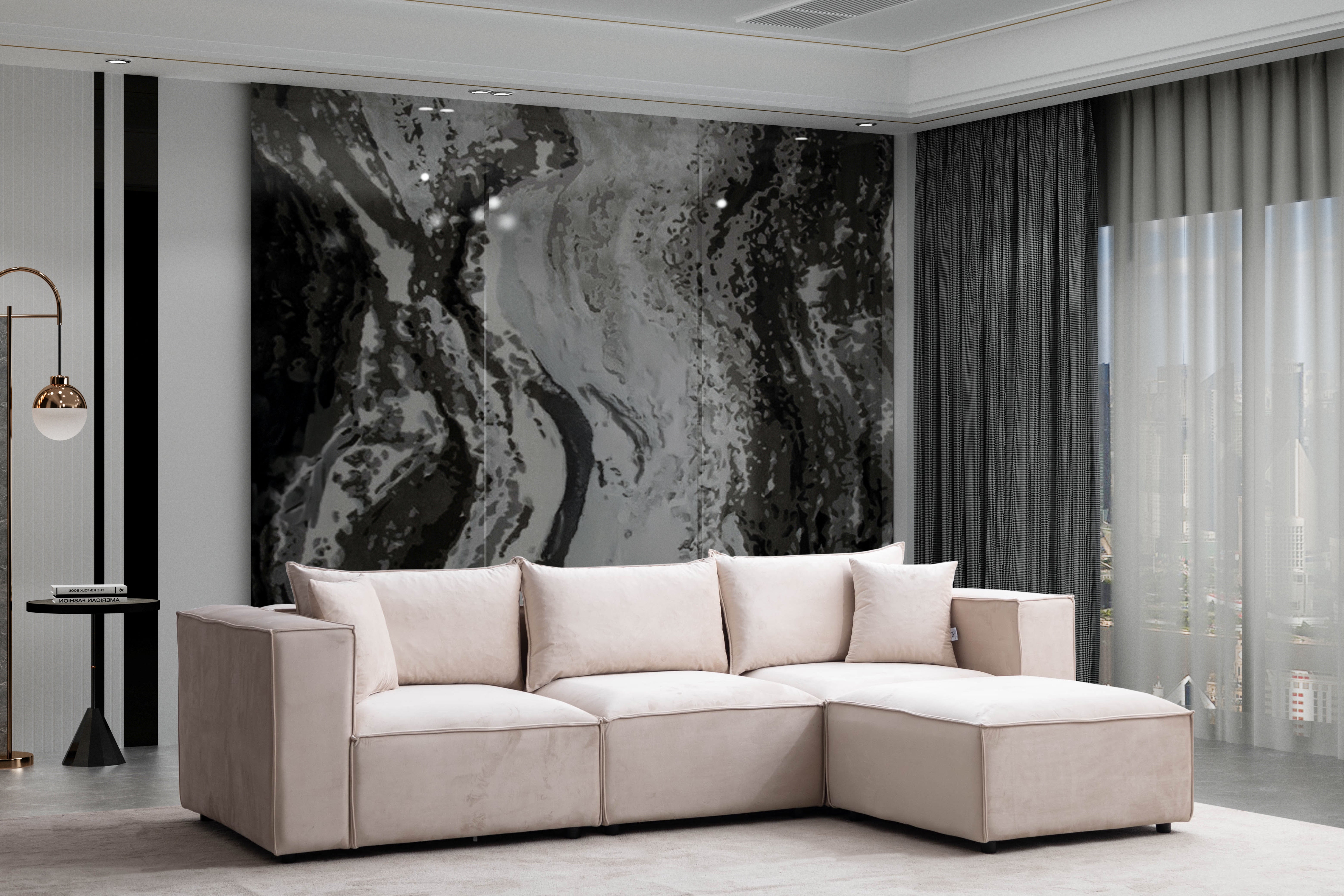 Canapé SM-élégance modulable velours Beige 3+1