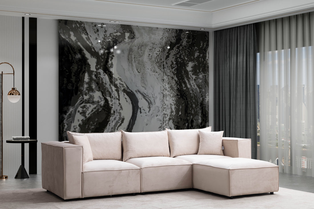 Canapé élégance modulable velours Beige 3+1