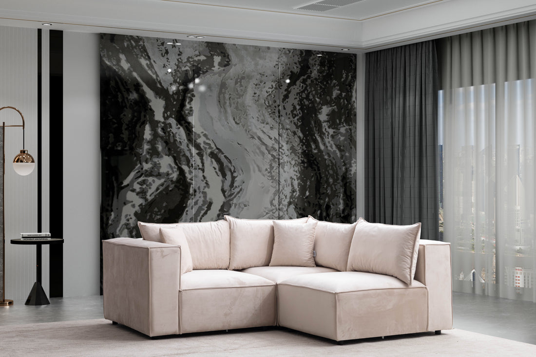 Canapé élégance modulable velours Beige 3+1
