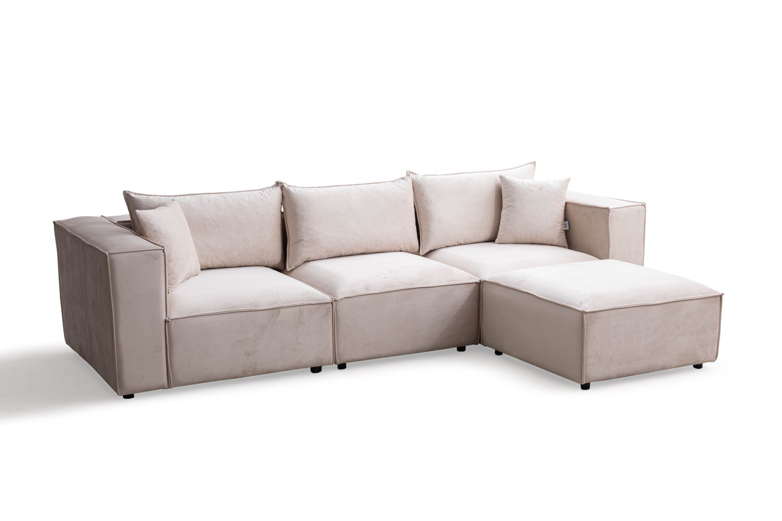 Canapé élégance modulable velours Beige 3+1
