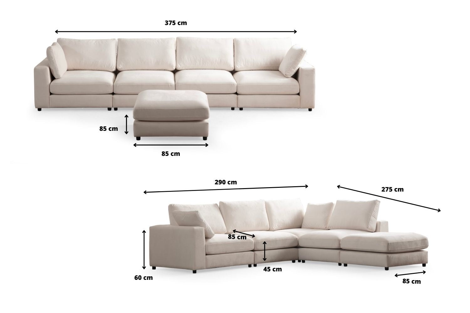 Canapé ERM-Julia Modulable Chenille 4+1