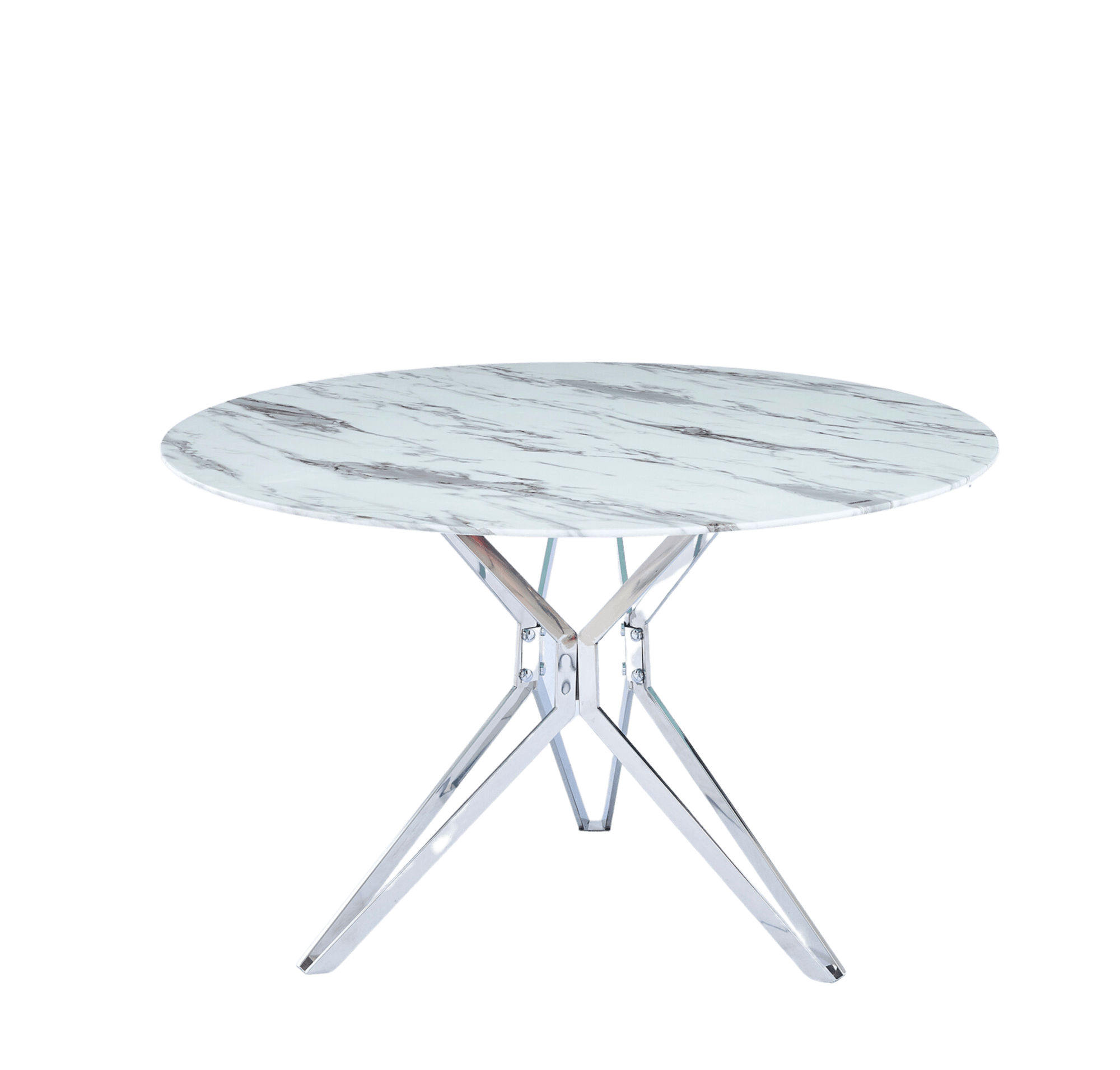 Table à Manger ronde ELECTRA verre effet marbré 120x75 cm