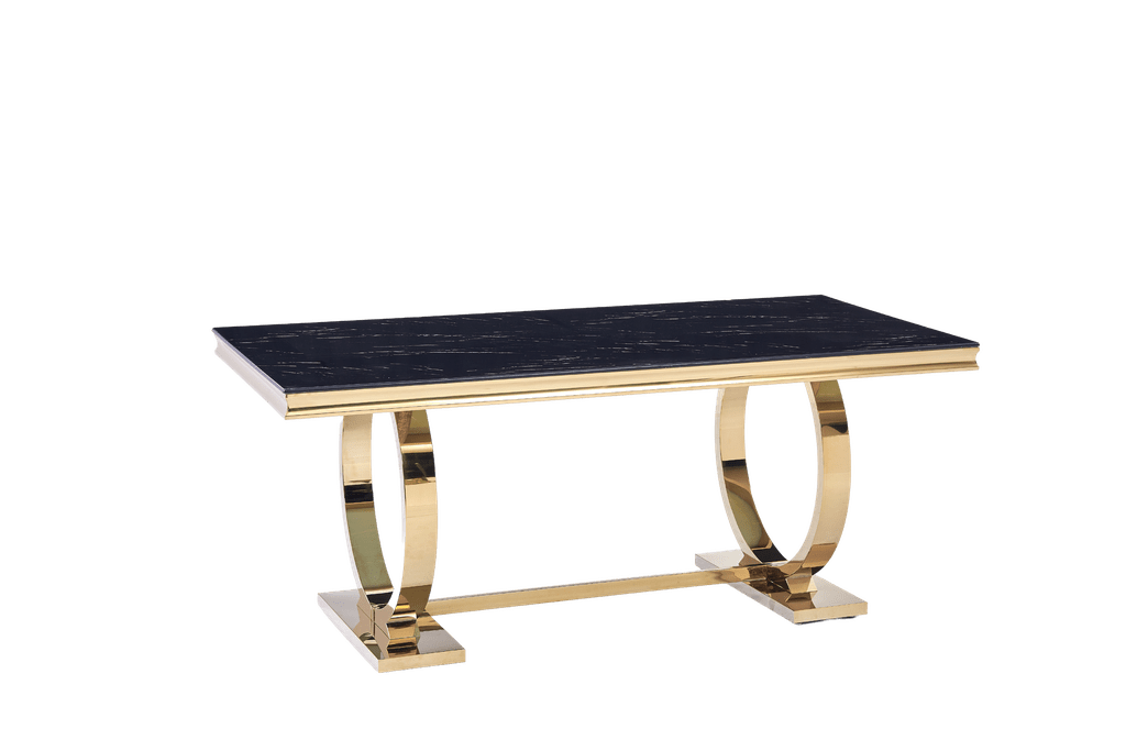 Table à manger 6 à 8 personnes OMEGA Gold verre 180x90 cm