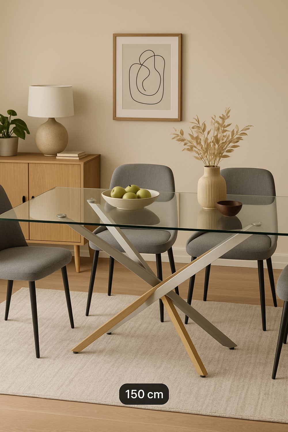 Table à manger JESSICA Gold Chrome transparent