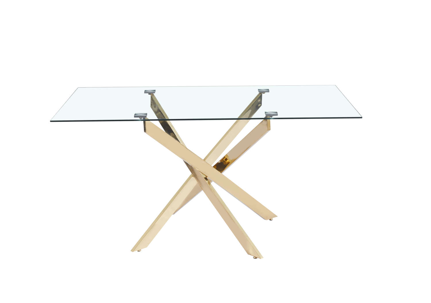 Table Repas JESSICA XXL Gold et plateau en verre 180 cm 6 à 8 couverts