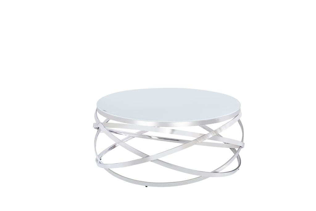 Table Basse EVOL structure chrome et plateau en verre D 80cm