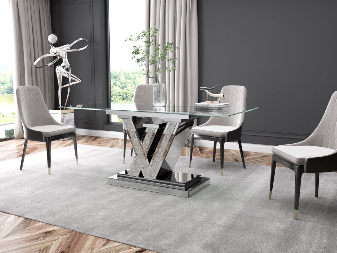 Table Repas LEVO Miroir Scintillant Transparent