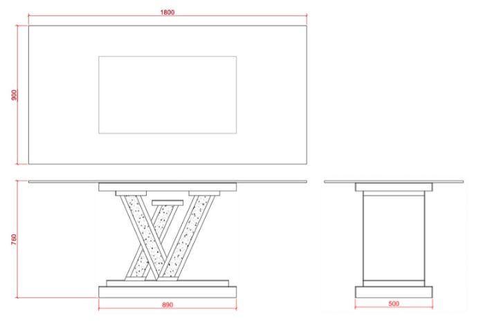 Table Repas LEVO Miroir Scintillant Transparent