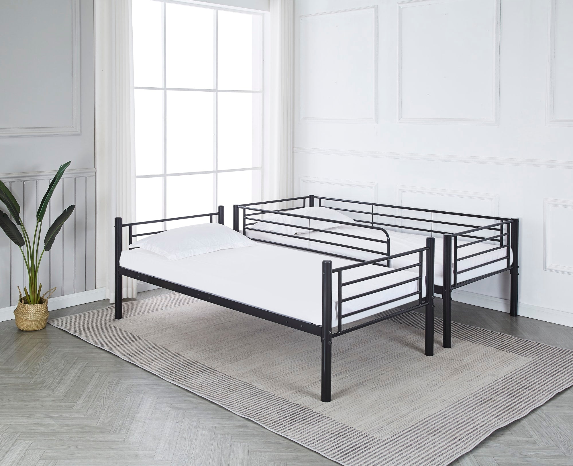 Pack : Lit superposé + Matelas compris Séparable métal LUNA 1+1 90x190 cm sommier inclus