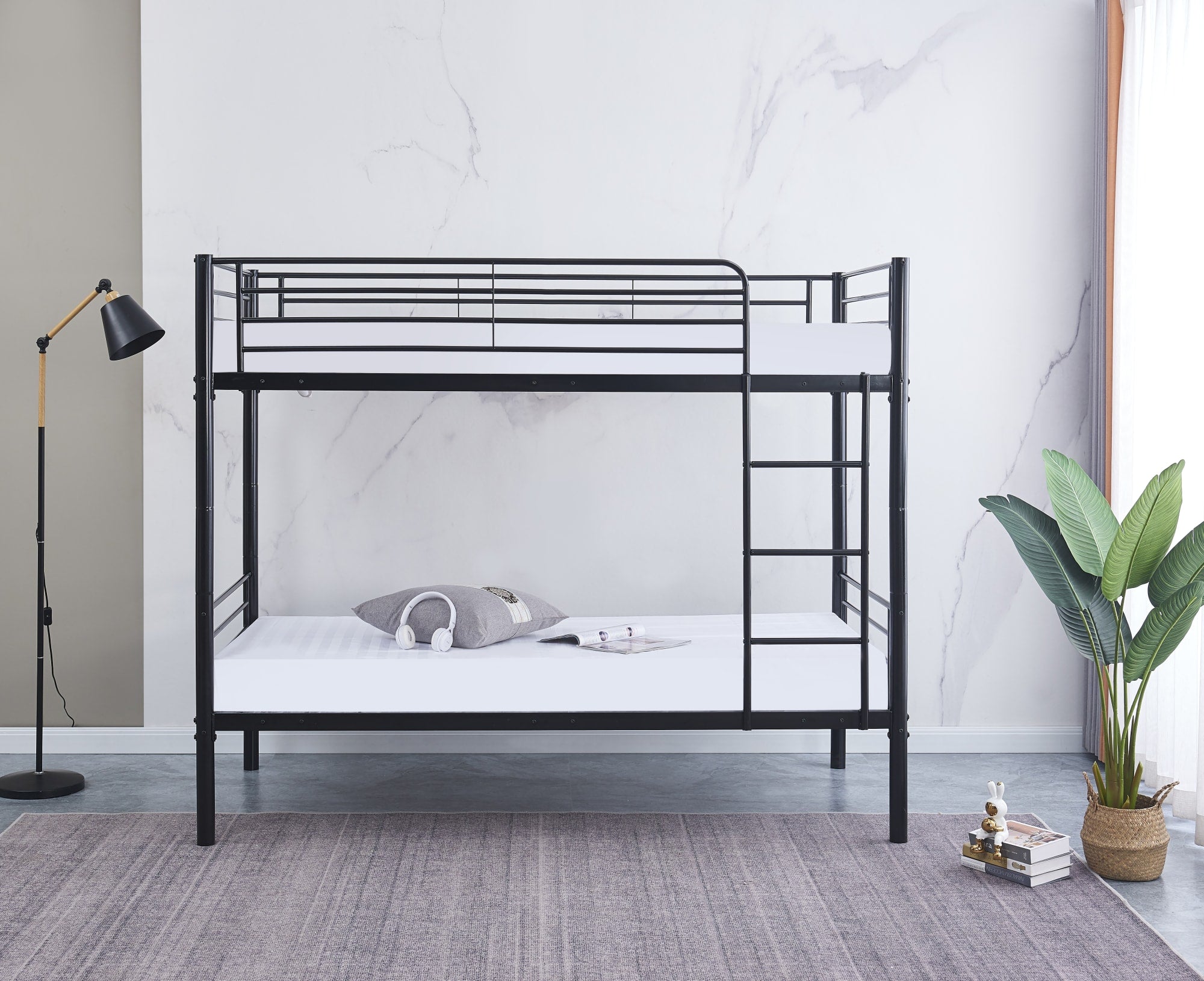 Lit superposé Séparable métal LUNA 1+1 90x190 cm sommier inclus