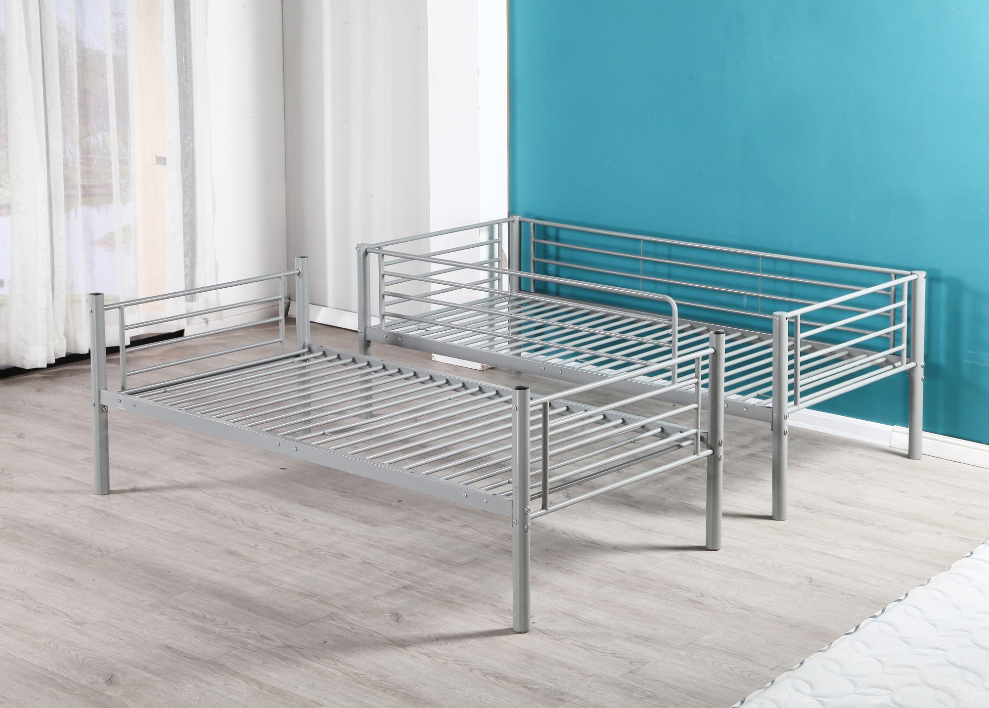 Pack : Lit superposé + Matelas compris Séparable métal LUNA 1+1 90x190 cm sommier inclus