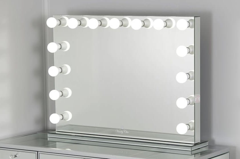 Ensemble coiffeuse + miroir HOLLYWOOD avec Led L 130x54,5x80 cm