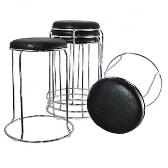 TABOURET EN SIMILICUIR CROCO NOIR