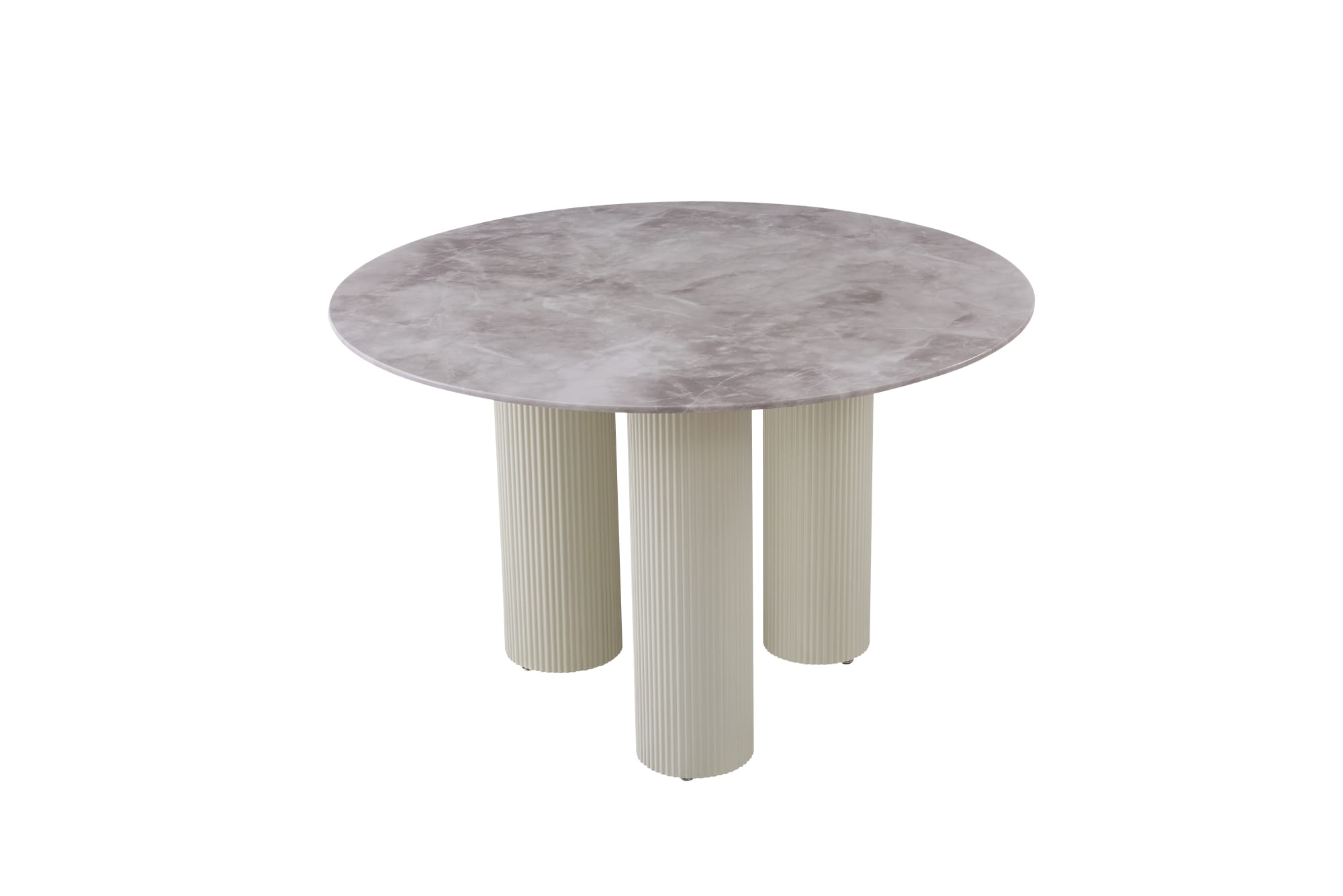 TABLE REPAS ANAÏS PIEDS BEIGE PLATEAU CERAMIQUE MARBRE GRIS 120CM