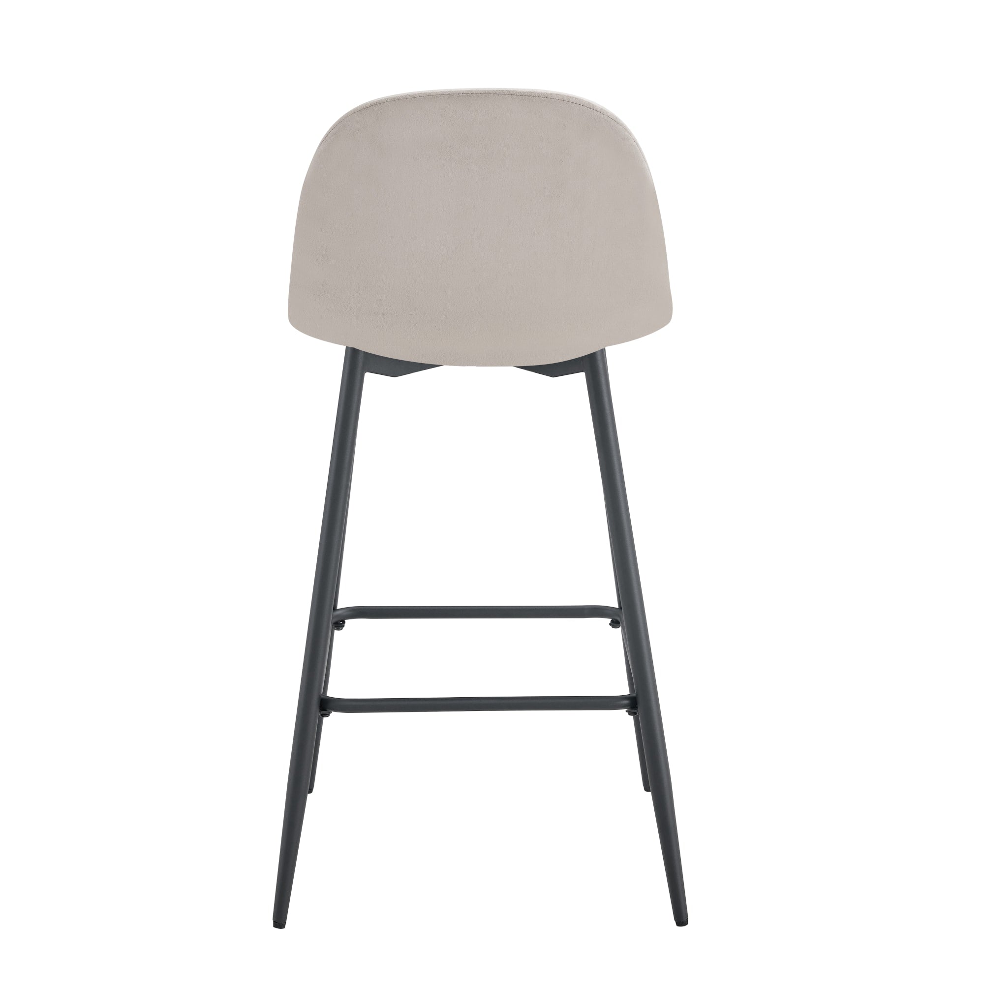 TABOURET DE BAR SCANDINAVE PIED METAL NOIR VELOURS TAUPE