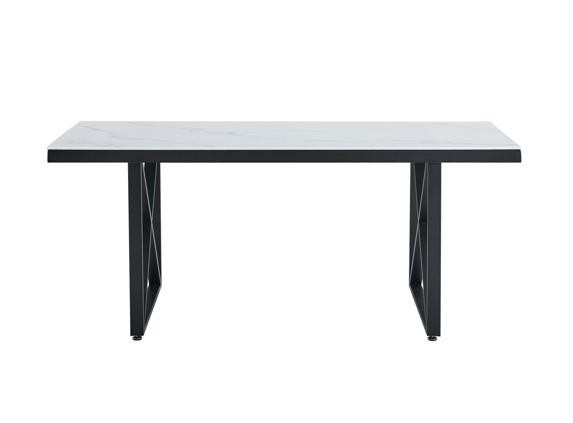 TABLE REPAS LEVANTO METAL NOIR MARBRE BEIGE  180x90x75 cm
