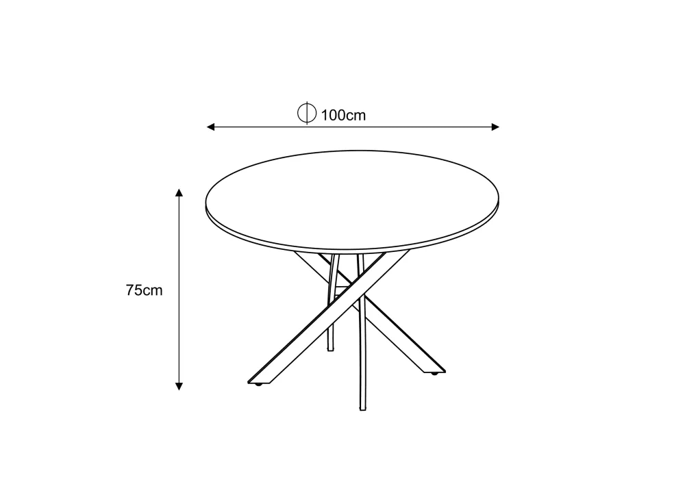 Table à manger ronde JESSICA Métal noir 100 cm 4 couverts