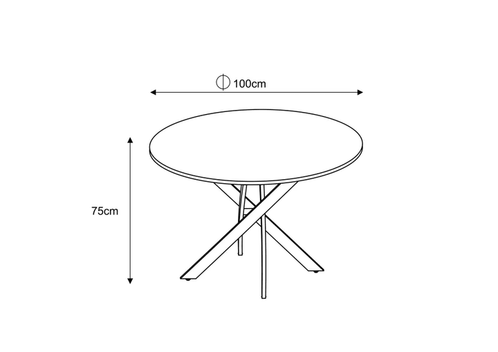 Table à manger ronde JESSICA Métal noir 100 cm 4 couverts