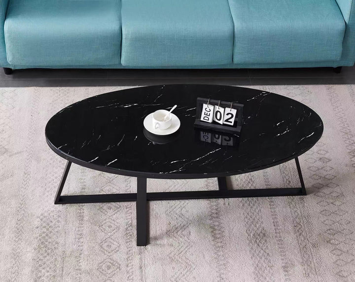 TABLE BASSE GAMMA METAL NOIR PIERRE MARBRE NOIR 120 x 60 x 45 C