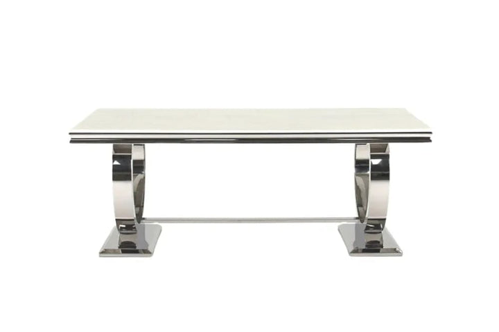 Table Basse Omega Chrome plateau verre 120x70 cm