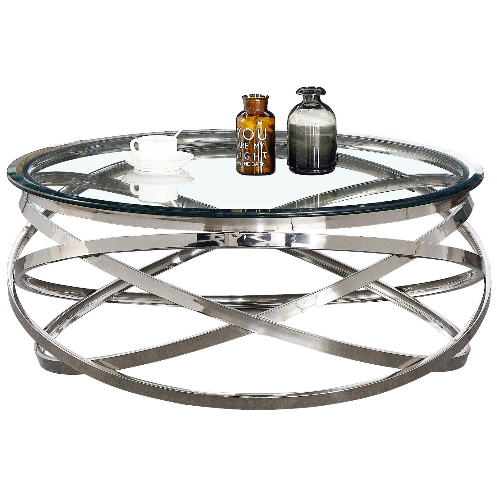 TABLE BASSE EVOL CHROME TRANSPARENT 60 CM