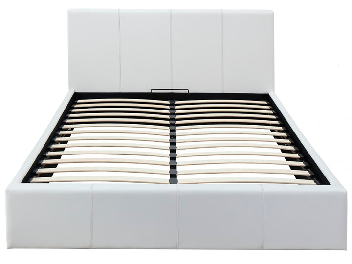 LIT COFFRE BASTIEN EN SIMILICUIR BLANC 160x200 cm