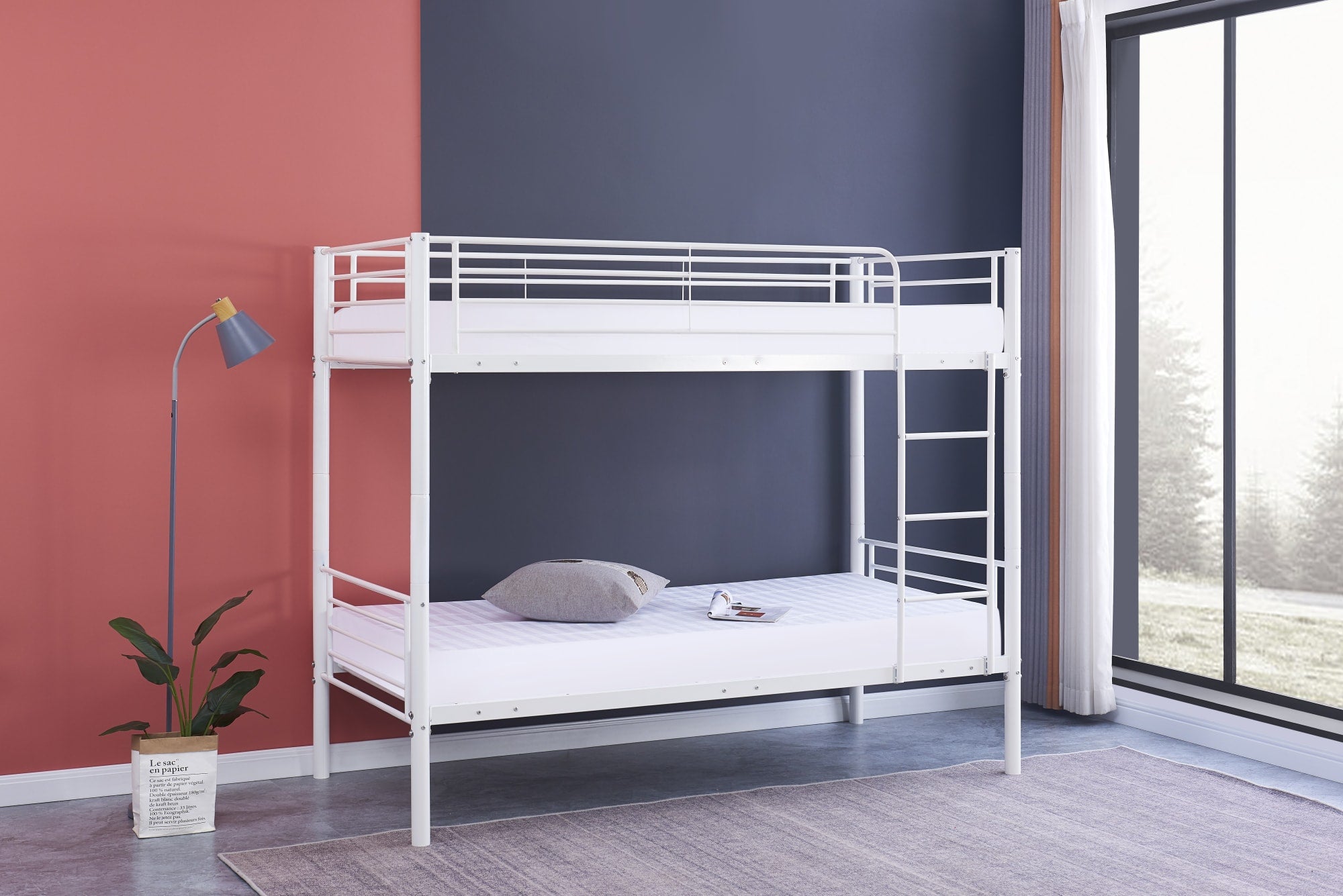 LIT SUPERPOSE SEPARABLE EN METAL LUNA BLANC 90x190 + 90x190cm