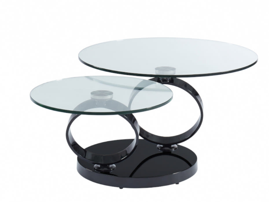 TABLE BASSE AUTOMAT ACIER NOIR TRANSPARENT 70x45 cm