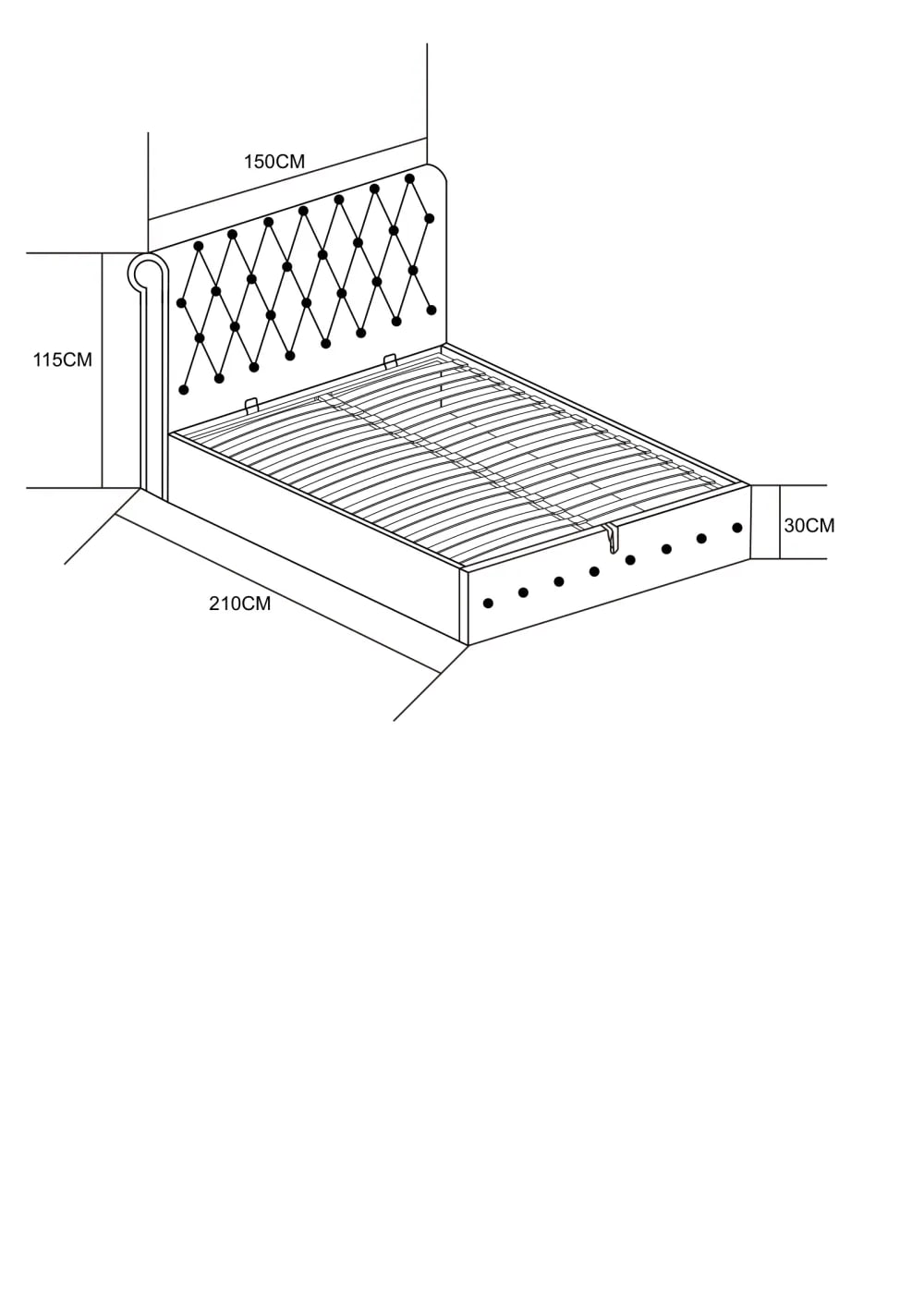 LIT COFFRE CORSICA EN VELOURS GRIS 140x190CM