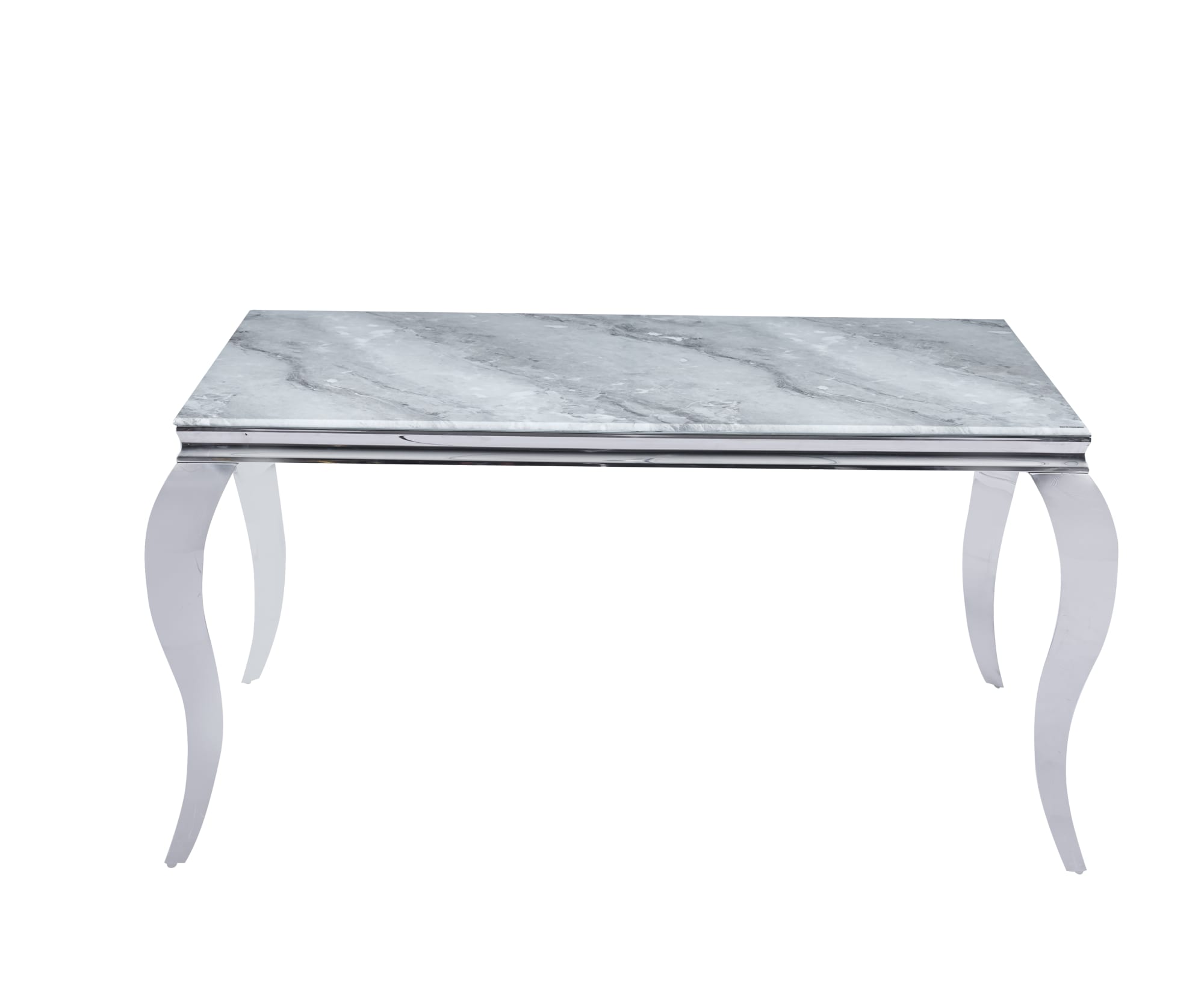 TABLE REPAS BAROQUE CHROME MARBRE GREIGE 150X90X75CM