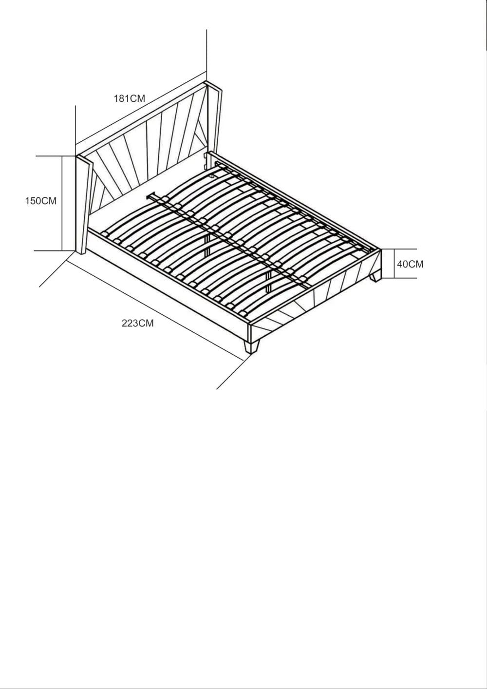 Lit 2 places 160x200cm BONIFACIO Velours sommier intégré