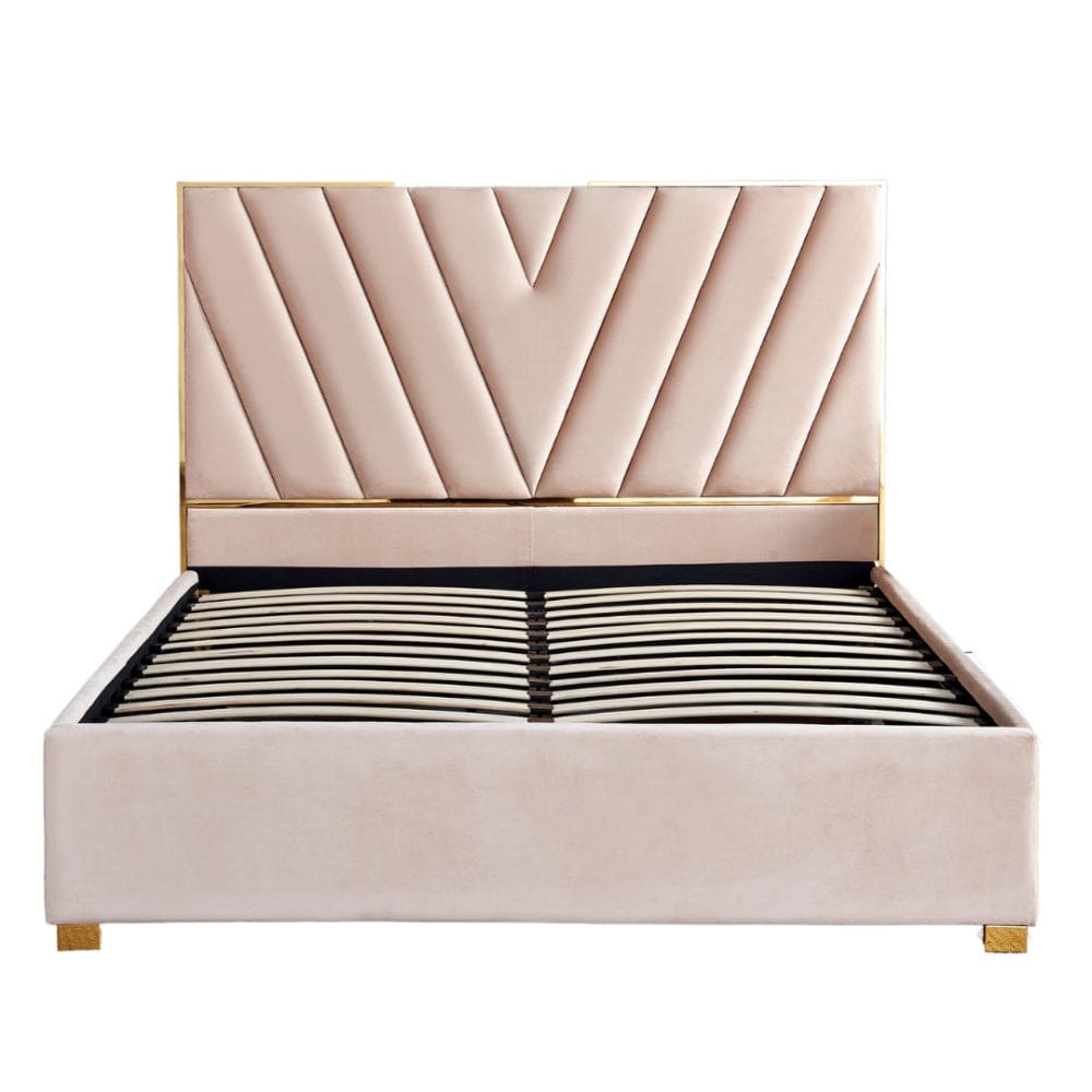 Lit adulte 140x190 cm VERA en velours avec sommier intégré