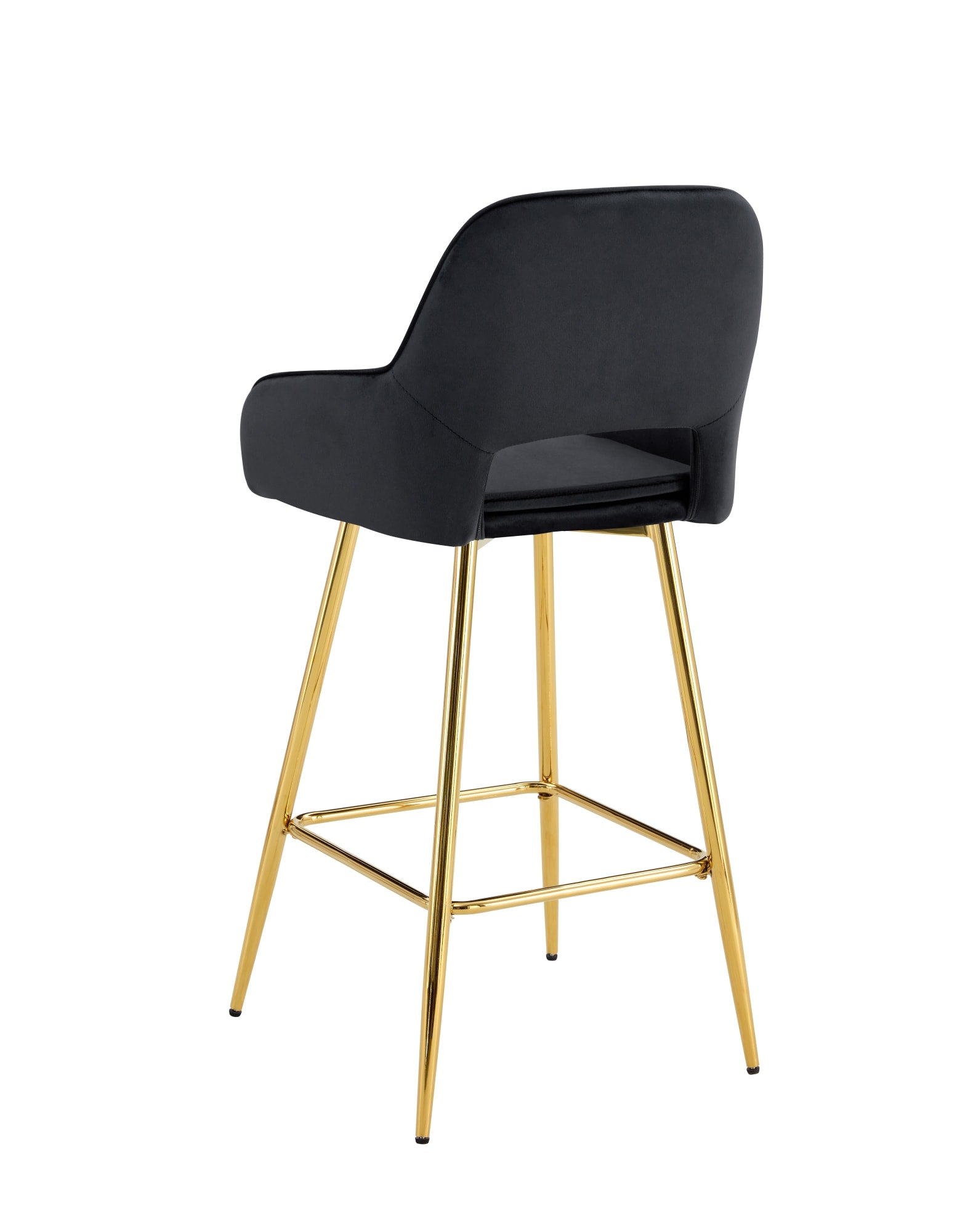 TABOURET DE BAR ATHENA PIED GOLD VELOURS NOIR