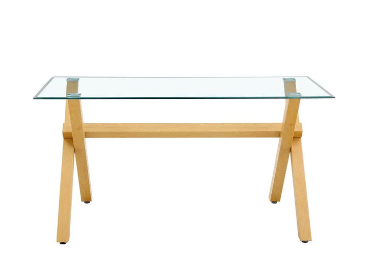 Table à manger IXE en bois plateau transparent 150 cm