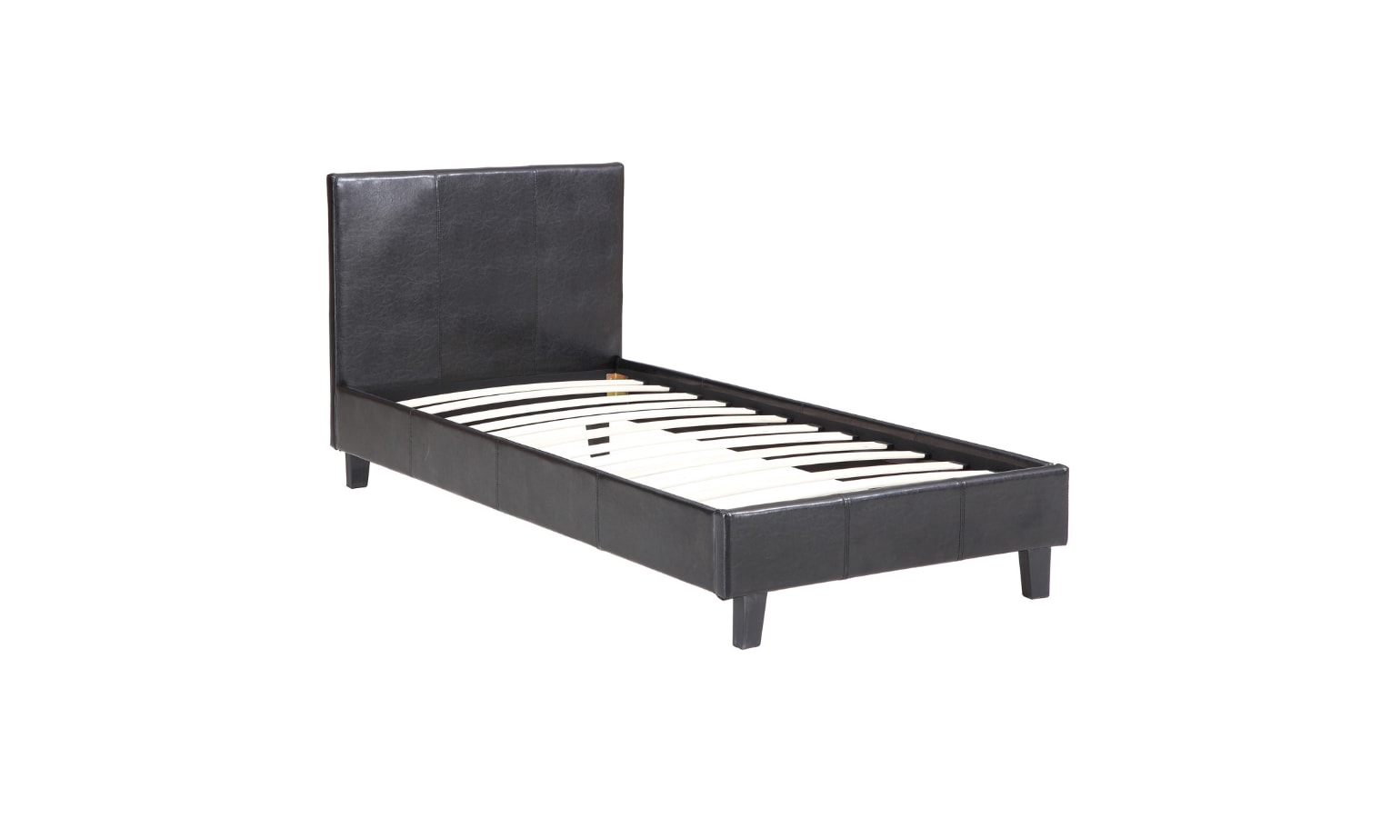 LIT MELBOURNE EN SIMILICUIR NOIR 90x190 cm