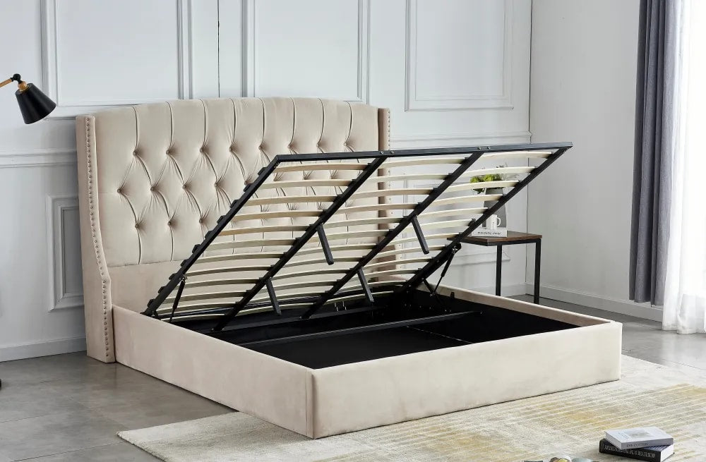 Lit Coffre 2 places 180x200 cm SULTAN velours sommier intégré