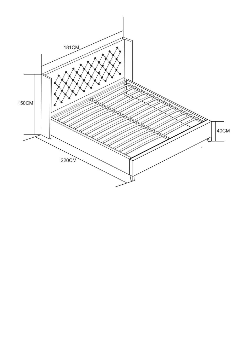 Lit double 160X200 cm PRINCESSE velours sommier inclus