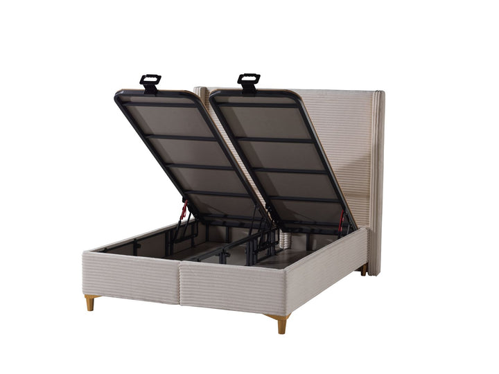 LIT COFFRE VENUS COTELE BEIGE 160X200CM