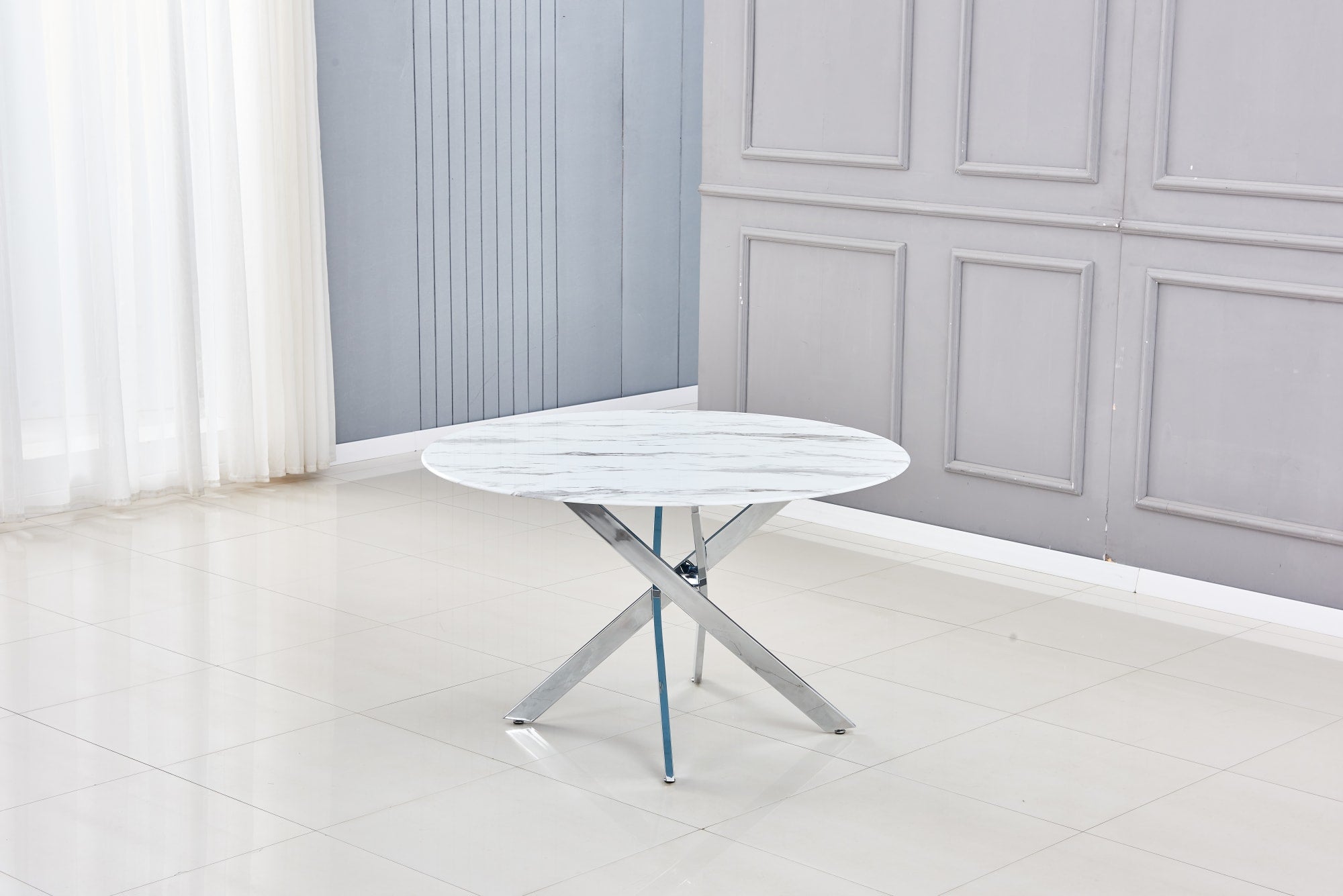 TABLE REPAS JESSICA VERRE MARBRE BLANC 100x75cm