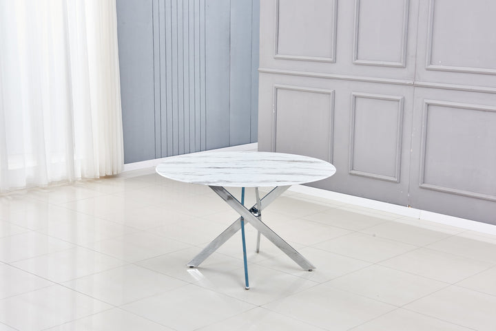 TABLE REPAS JESSICA VERRE MARBRE BLANC 100x75cm