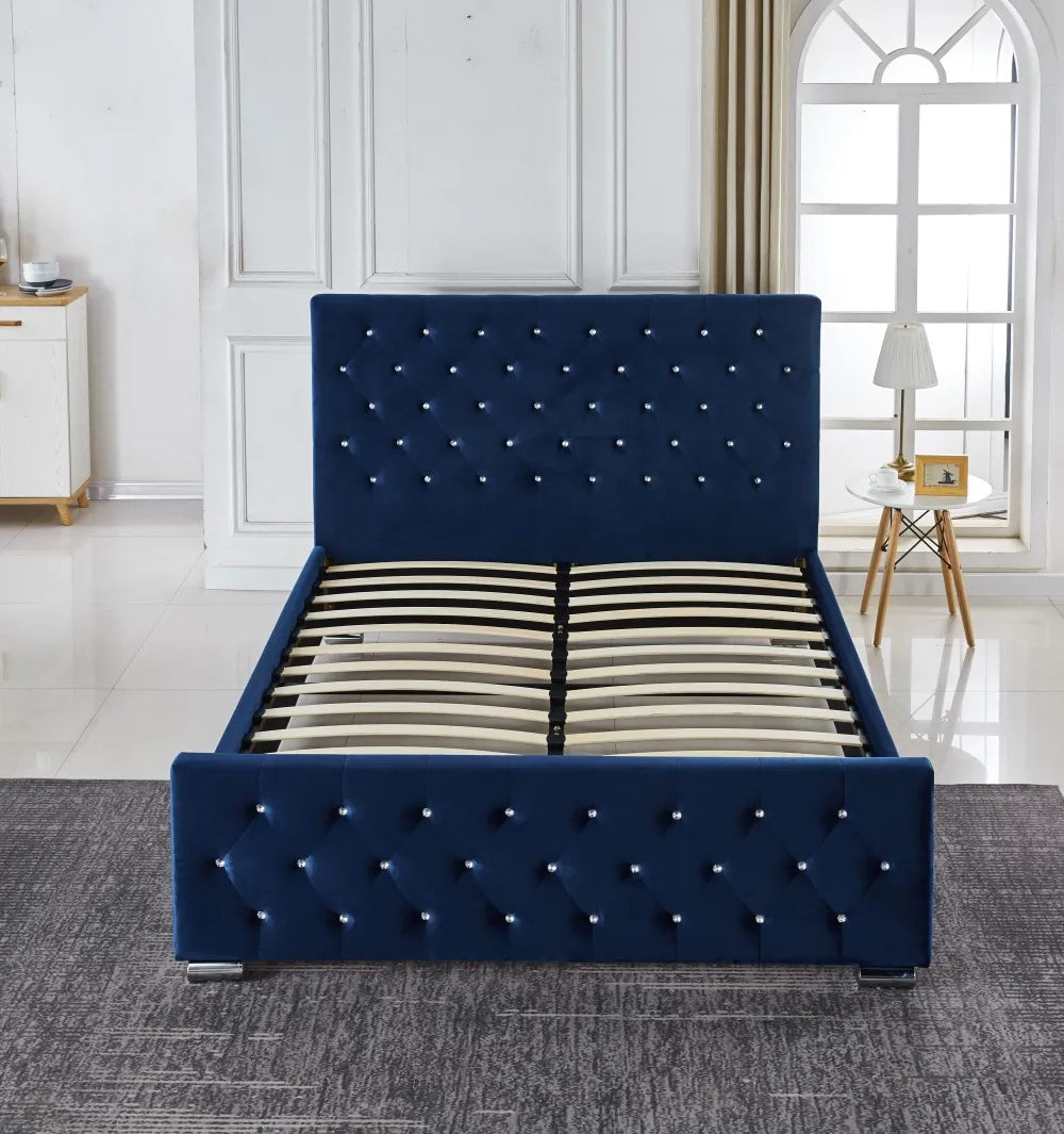 Lit 2 places 140x190 cm PRESTIGE velours  sommier inclus