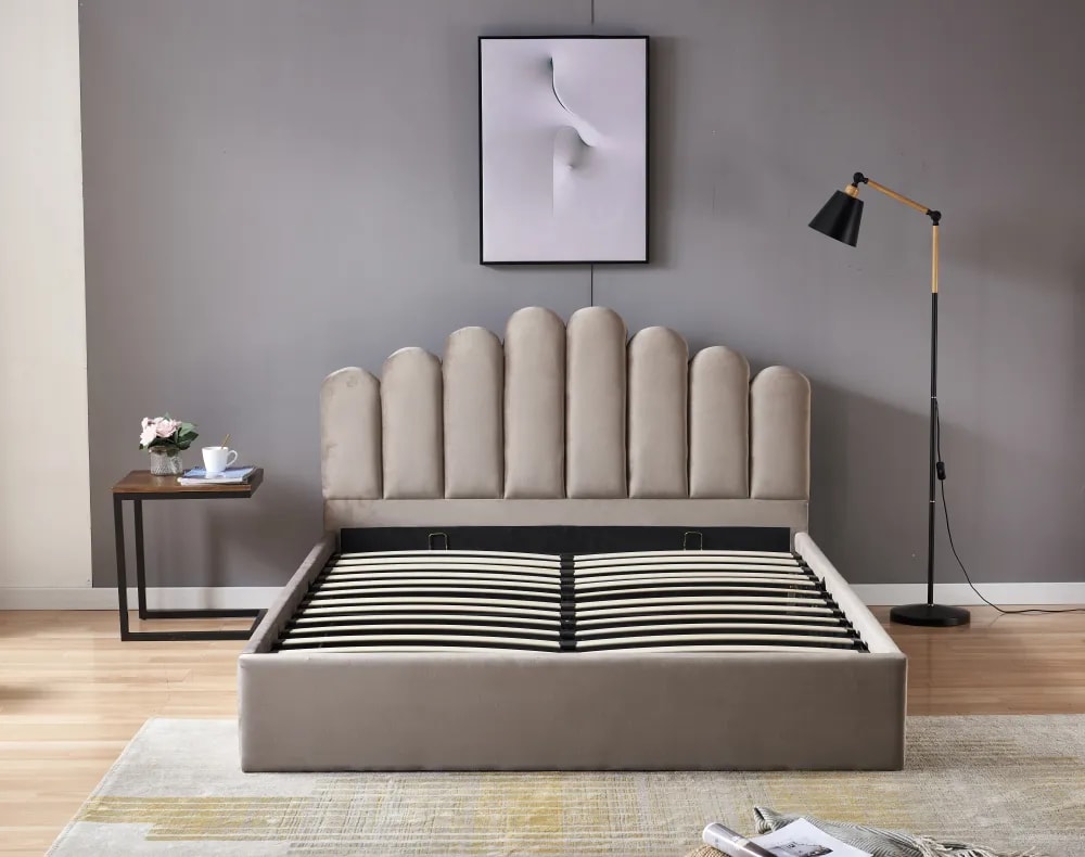 Lit coffre 2 places 160x200 cm DOHA sommier coffre intégré