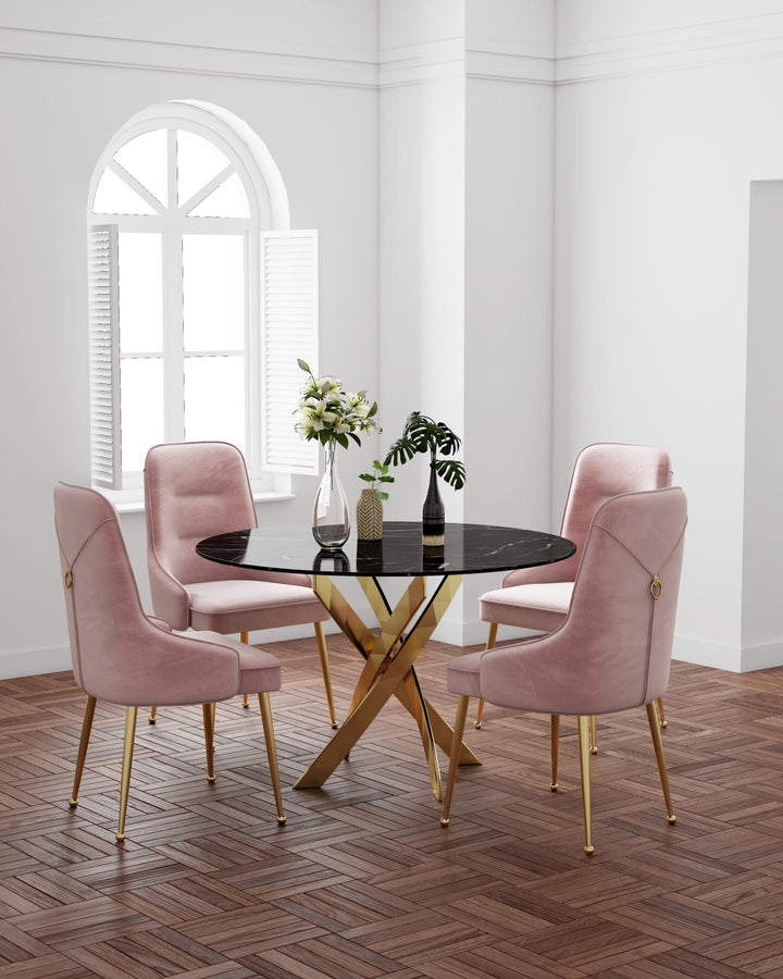 TABLE REPAS JESSICA GOLD MARBRE NOIR 100X75 cm