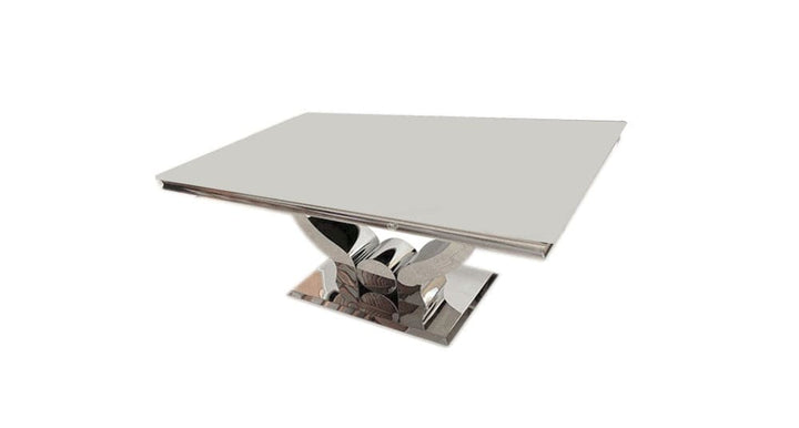 Table basse Trofy Chrome et plateau en verre 120x70 cm
