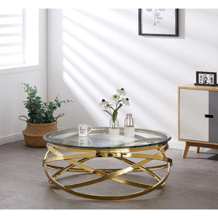 TABLE BASSE EVOL GOLD TRANSPARENT 60 CM