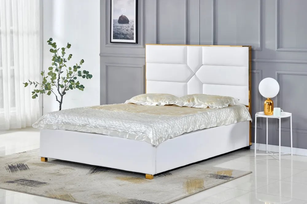 Lit 2 places 140x190 cm GOLD MARK similicuir avec sommier intégré