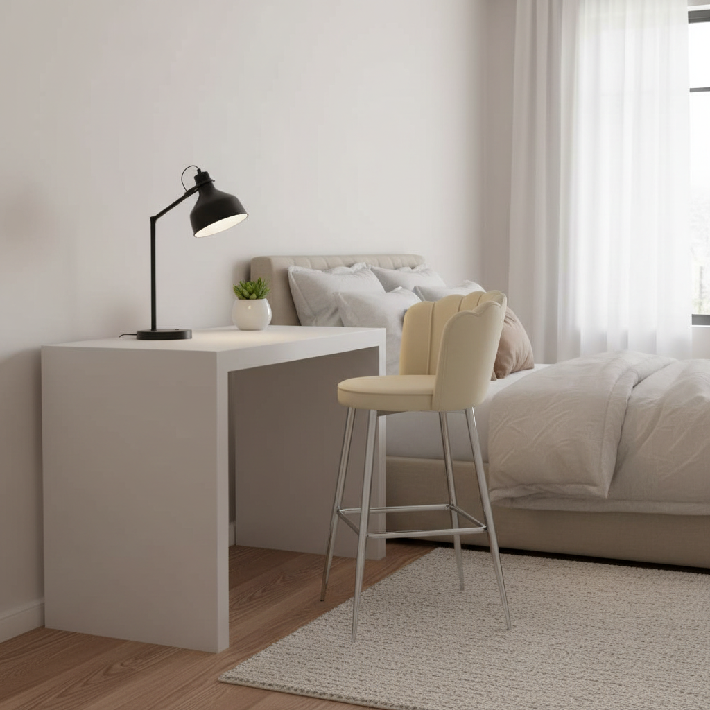 Lot de 2 tabourets de bar NYMPHEA Chrome en velours