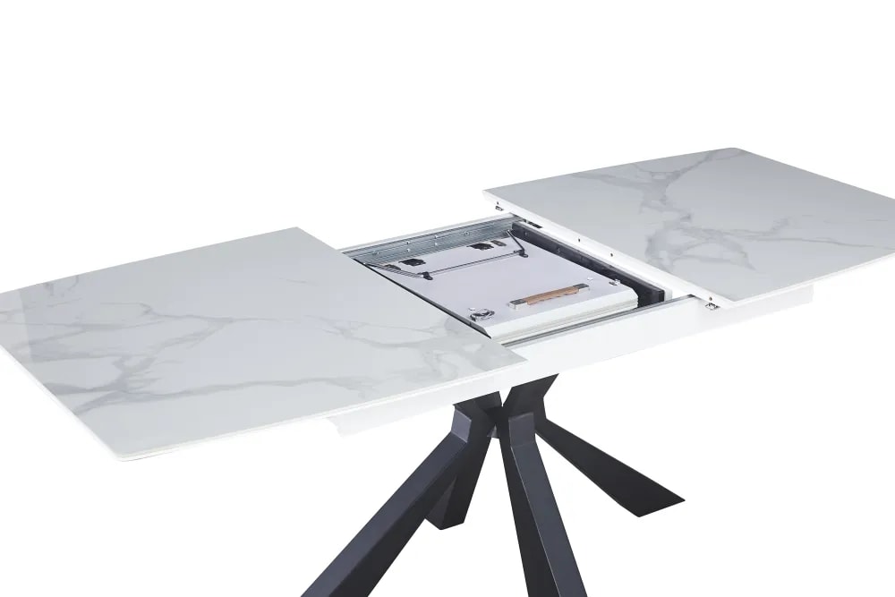 Table extensible BIANCA métal noir plateau Céramique