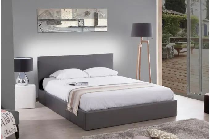 Lit 2 places 160x200 cm MELBOURNE simili cuir avec sommier intégré